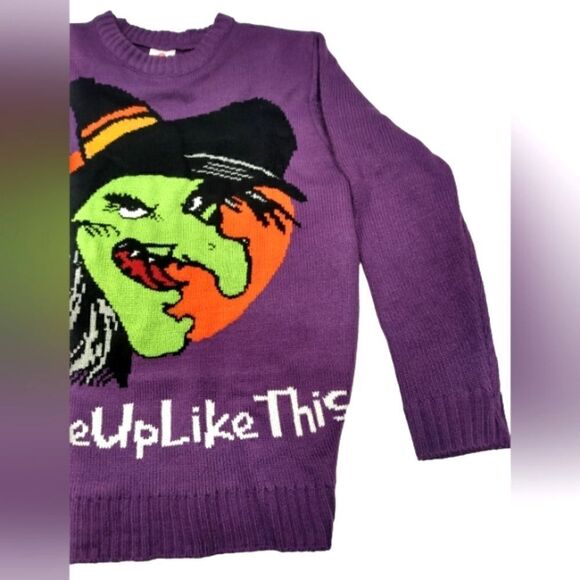 Halloween Knit Sweater Wicked Witch Unisex SZ Small-Medium - Picture 3 of 12
